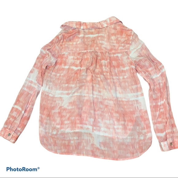 Anthropologie Cloth & Stone Pink & White Marine Button Down Top Blouse Medium - Picture 7 of 9